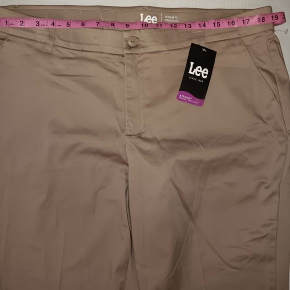 LEE REGULAR FIT STRAIGHT LEG MID RISE KHAKI PANTS COTTON BLEND WOMEN'S SIZE 18L - Picture 9 of 16